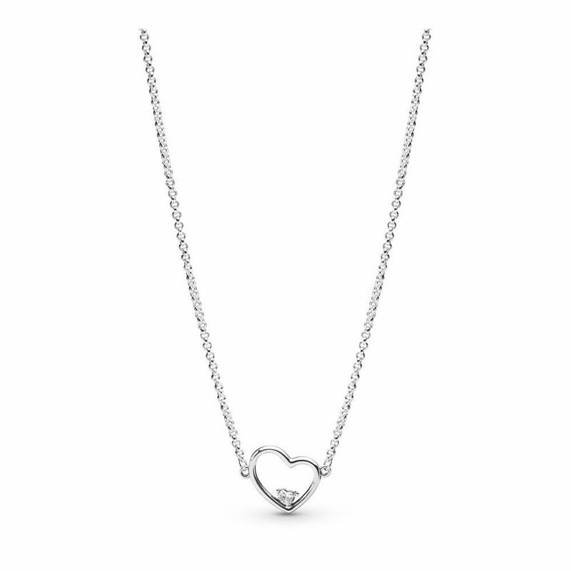 Pandora Asymmetric Heart of Love Necklace NZ, Sterling Silver (348907-NCJ)